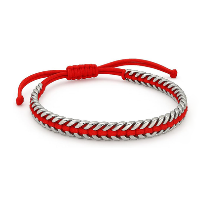 Sun Steel Silver Red String Bracelet - Kabbalah Protection Evil Eye Bracelets for Men & Women