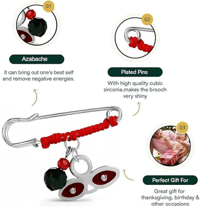 Lucy Pin with Azabache and Evil Eye Protection