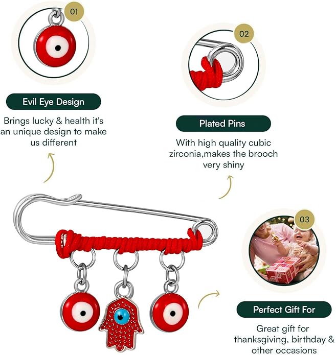 Red Hamsa Protection Charm Pin