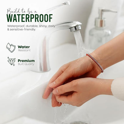 Sun Steel Silver Red String Bracelet - Kabbalah Protection Evil Eye Bracelets for Men & Women