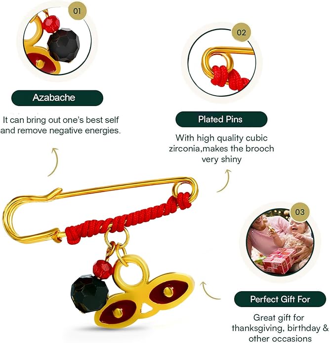 Lucy Pin with Azabache and Evil Eye Protection