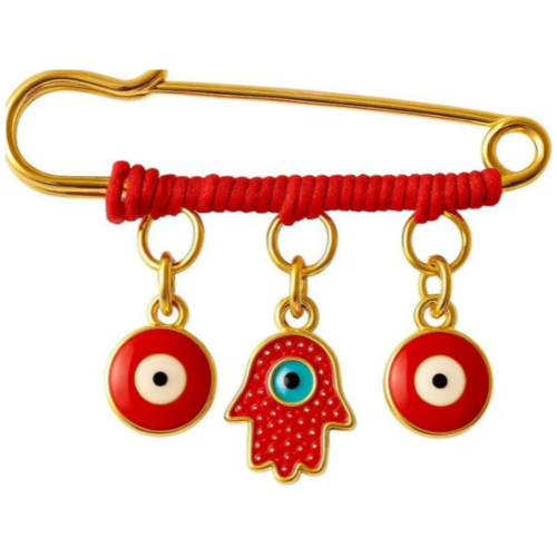 Red Hamsa Protection Charm Pin